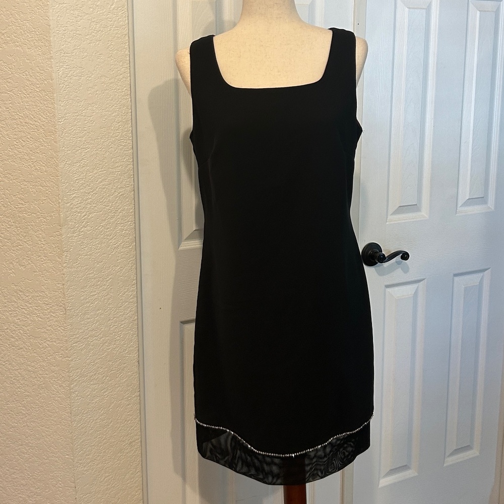 Ronnie Nicole Black Dress Size 10 Rhinestone Embellished Lined Vintage